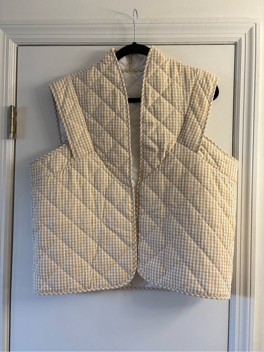 Amazon Quilted Gingham Vest in Cream and Tan
